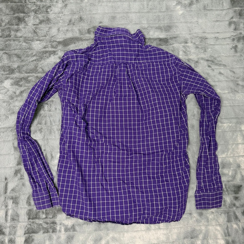 Knights Apparel LSU Button Down Shirt Mens Medium Purple Windowpane Plaid Cotton - Picture 7 of 8
